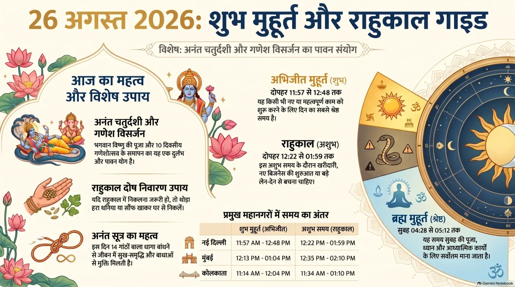 26 August 2026 का शुभ मुहूर्त और राहुकाल (26 August 2026 Ka Shubh Muhurat aur Rahukaal) 1 26 अगस्त 2026 मुहूर्त गाइड